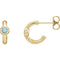Blue Zircon J-Hoop Earrings, 14k Yellow Gold