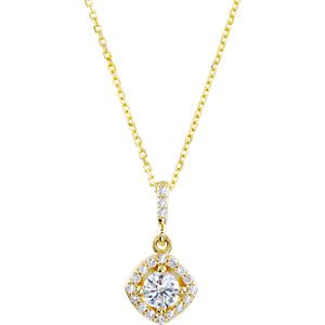 Diamond Halo Pendant Necklace in 14k Yellow Gold, 18" (3/8 Cttw)