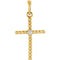 Diamond Beaded Cross 14k Yellow Gold Pendant (.02 Ct, G-H Color, I1 Clarity)