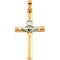 Two-Tone Hollow Claddagh Cross 14k Yellow and White Pendant (25x16 MM)