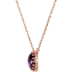 Amethyst Oval Cabachon 3.45 Ct 14k Rose Gold Necklace, 18"