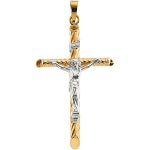 14k Yellow Gold, 14k White Crucifix Pendant