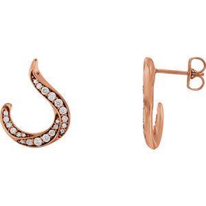 Diamond Crescent Earrings, 14k Rose Gold (.375 Ctw, GH Color, I1 Clarity)