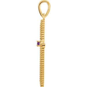 Amethyst Rope-Trim Cross 14k Yellow Gold Pendant (31.95x16.3MM)