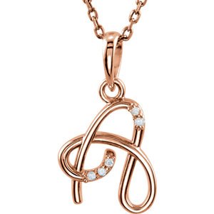 5-Stone Diamond Letter 'A' Initial 14k Rose Gold Pendant Necklace, 18" (.03 Cttw, GH, I1)