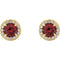Mozambique Garnet and Diamond Halo-Style Earrings, 14k Yellow Gold (4.5MM) (.16 Ctw, G-H Color, I1 Clarity)
