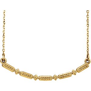 Petite Beaded Bar Necklace, 14k Yellow Gold, 16-18"