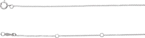 Sterling Silver 1mm Solid Cable Chain Necklace, Adjustable 16-18"