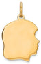 Girl's Gold-Plated Sterling Silver Girl Head Disc Charm (21X13MM)