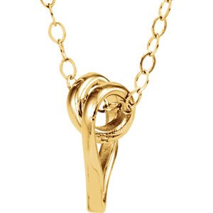 Girl's 14k Yellow Gold Open Heart Slide Pendant Necklace, 15"