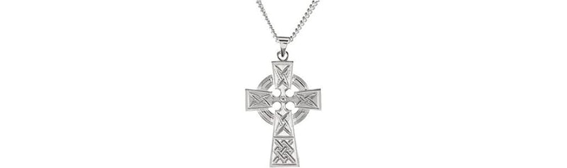Celtic Halo Cross Sterling Silver Necklace, 24"
