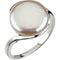 White Freshwater Cultured Coin Pearl Ring, Sterling Silver (13-14mm)