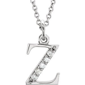 Diamond Initial 'z' Lowercase Letter Rhodium-Plate 14k White Gold Pendant Necklace, 16" (.03 Ctw GH, I1)