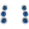 Platinum Chatham Created Blue Sapphire Three-Stone Ear Climbers