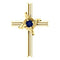 Blue Sapphire Cross 14k Yellow Gold Pendant (18.10X12.80 MM)