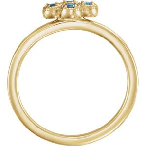 Aquamarine Quatrefoil Ring, 14k Yellow Gold, Size 6.5
