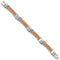Men's Stainless Steel 11mm Orange Rubber Link Bracelet, 9 Inches