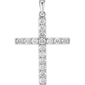 Platinum Diamond Cross Pendant, (1.5 Ctw, Color GH, Clarity I1)