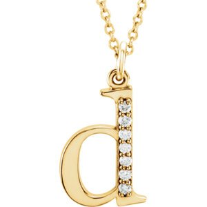 Diamond Initial 'd' Lowercase Letter 14k Yellow Gold Pendant Necklace, 16" (.04 Ctw, GH, I1)