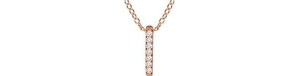 Diamond Bar Necklace in 14k Rose Gold, 16-18" (.05 Ctw, Color H+, Clarity I1)