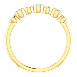 Aquamarine 7-Stone 3.25mm Ring, 14k Yellow Gold