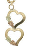 Two Hearts Petite Necklace in 10k Yellow Gold, 12k Green and Rose Gold Black Hills Gold Motif, 18"