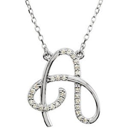 Sterling Silver Alphabet Initial Letter A Diamond Necklace, 17" (1/8 Ct, GH Color, I1)