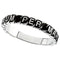 Rhodium Plated 14k White Gold 4MM Antiqued 'To Jesus through Mary' Consecration Ring