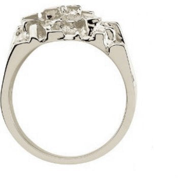 10kt White Gold Mens Nugget Ring, Size 10.25