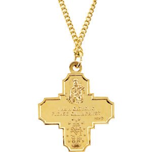 Sterling Silver 24k Yellow Gold Plated Four-Way Medal Necklace, 24" (34.51x28.96 MM)