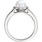 White Freshwater Cultured Pearl and Diamond Halo Ring, Rhodium-Plated 14k White Gold (6.5-7mm) (.06Ctw, G-H Color, I1 Clarity)