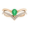 Chatham Created Emerald Pear and Diamond Chevron 14k Rose Gold Ring (.145 Ctw,G-H Color, I1 Clarity)