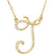 14k Yellow Gold Alphabet Initial Letter J Diamond Necklace, 17" (GH Color, I1 Clarity, 1/8 Cttw)