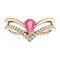 Pink Tourmaline Pear and Diamond Chevron 14k Rose Gold Ring (.145 Ctw, G-H Color, I1 Clarity), Size 7