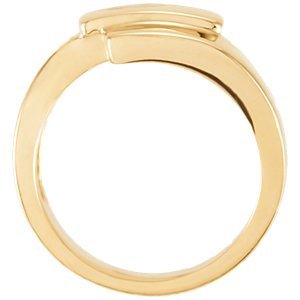 12.25mm 14k Yellow Gold Three Step Flat Top Fashion Band, Size 6 to 7