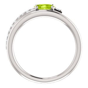 Peridot and Diamond Bypass Ring, Sterling Silver (.125 Ctw, G-H Color, I1 Clarity)