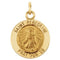 14k Yellow Gold Round St. Peregrine Medal (15MM)