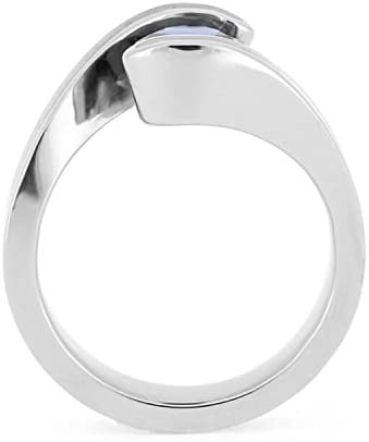 Blue Sapphire, Koa Wood 10mm Titanium Comfort-Fit Engagement Wedding Ring , Size 15