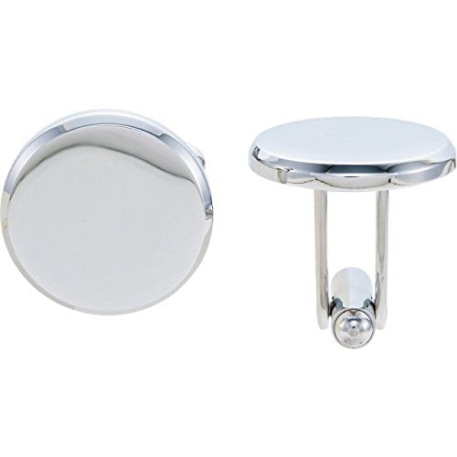 Mirror Polished Round Engraveable Stainless Steel Cuff Links, 18MM