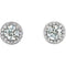 White Sapphire and Diamond Halo-Style Earrings, Rhodium-Plated 14k White Gold (4.5 MM) (.16 Ctw, G-H Color, I1 Clarity)
