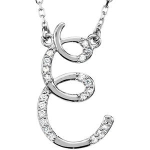Diamond Initial 'E' Sterling Silver Pendant Necklace, 16.00" (.10 Cttw, GH Color, I1 Clarity)