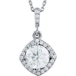 Diamond Halo Pendant Necklace, Rhodium Plate 14k White Gold, 18" (7/8 Cttw)