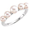 White Freshwater Cultured Pearl Five-Stone Ring, Rhodium-Plated 14k White Gold (4-6mm) Size 7.25