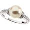White Cultured Freshwater Pearl and Diamond Ring, 14k White Gold (8mm) (.2Ctw, H-I Color, I1 Clarity)