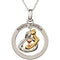 Sterling Silver 18k Yellow Gold Plate and 14k Rose Plate Gold Hug the Family Circle Necklace 18"
