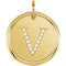 Diamond Initial "V" Round Pendant, 18k Yellow Gold-Plated Sterling Silver (.06 Ctw, Color GH, Clarity I1)