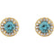 Aquamarine and Diamond Halo-Style Earrings, 14k Yellow Gold (3.5 MM) (.16 Ctw, G-H Color, I1 Clarity)