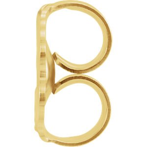 Initial Letter 'R' 14k Yellow Gold Stud Earring (Single Earring)