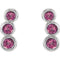 Pink Tourmaline Three-Stone Ear Climbers, Rhodium-Plated 14k White Gold