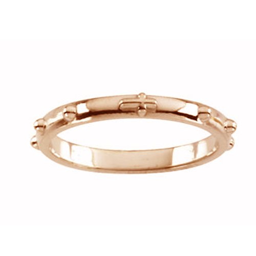 Semi-Polished 14k Rose Gold 2.50mm Rosary Ring, Size 8